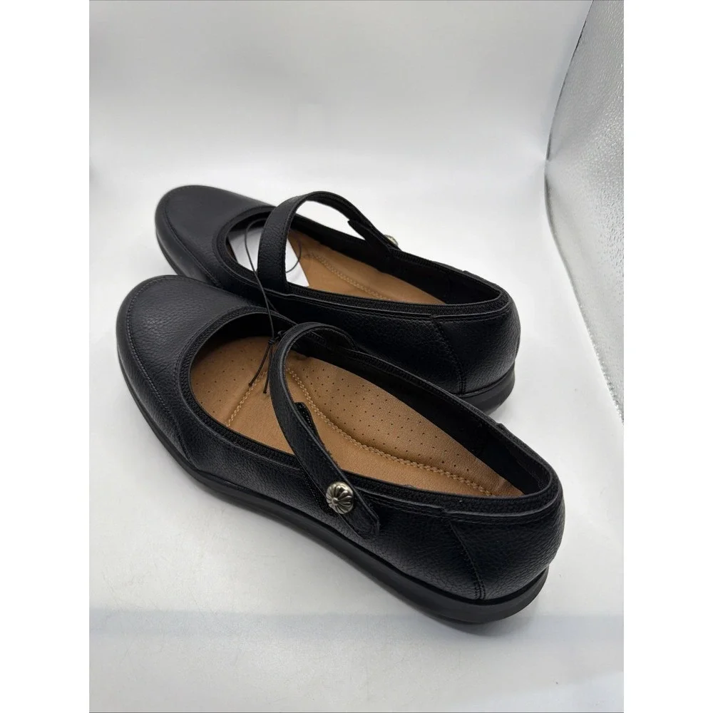 Baretraps Jurnee Flats Women's Black Leather Comfort Hook &‎ Loop. New. Size 10